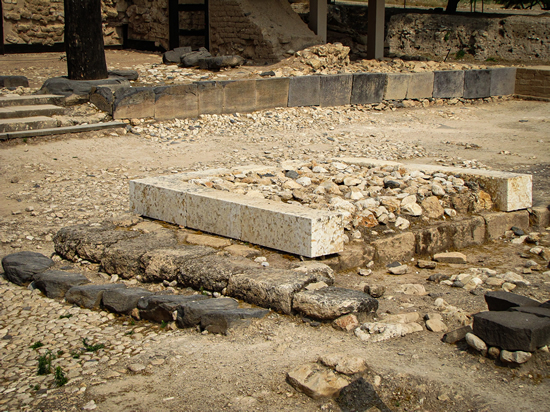 Canaanite Altar in front of the 1400 BC palace in Hazor