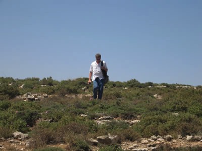 Galyn walking in a field outside of Bethlehem